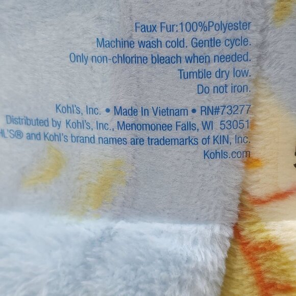 The Big One Plush Throw Blanket 5x6 Oversized Cat Print Blue Polyester Faux Fur - Picture 4 of 11